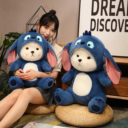 Big Size Cute Bear Turn Into Stitch Cuddly Cushion Lovely Stuffed Anime Throw Pillow Sofa Bed Home Decor Plushies Xmas Gifts