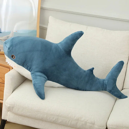 55-140cm Stuffed Lifelike Shark Plush Toy Stuffed Headed Shark Fierce Sea Animals Hug Throw Pillow Cushion for Boy Birthday