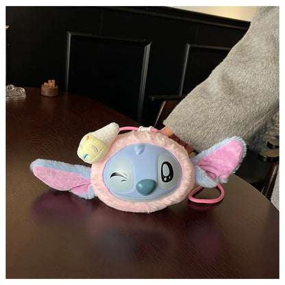 New Disney Stitch Cartoon Plush Backpack Cute Winter Gift For Girls Stuffed Animal Toy Plushie Bag Kids Carry-On Satchel