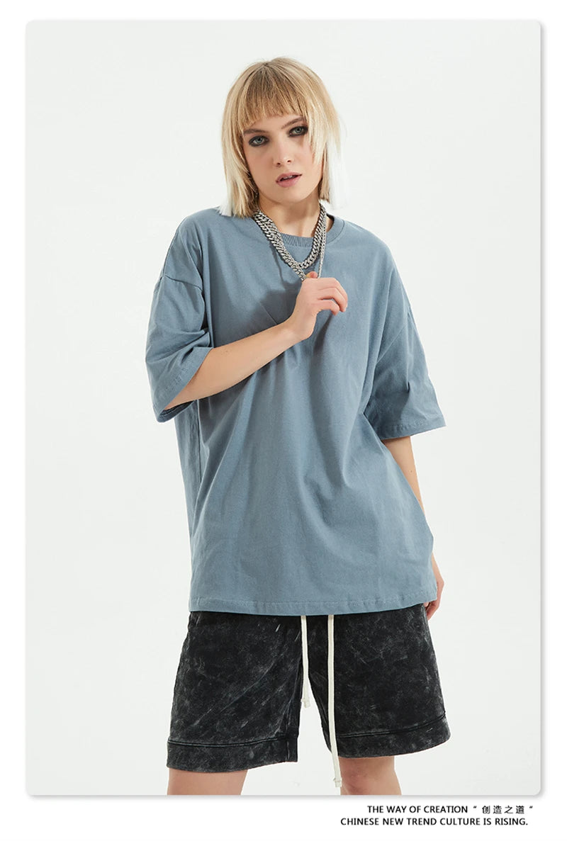 ZODF Trendy 2025 Men Basic Solid Cotton T-Shirts Unisex Male 190gsm Summer Loose Comfortable Soft Tees Shirt Streetwears HY0040