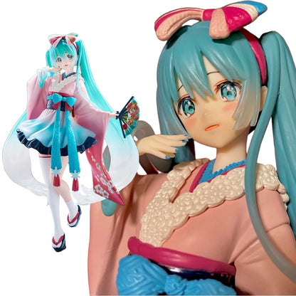 19CM Hatsune Miku Figure Anime Virtual Anchor Proportional Humanoid Cute Tokyo Kimono Hobbies Toy Gift Collection Ornaments