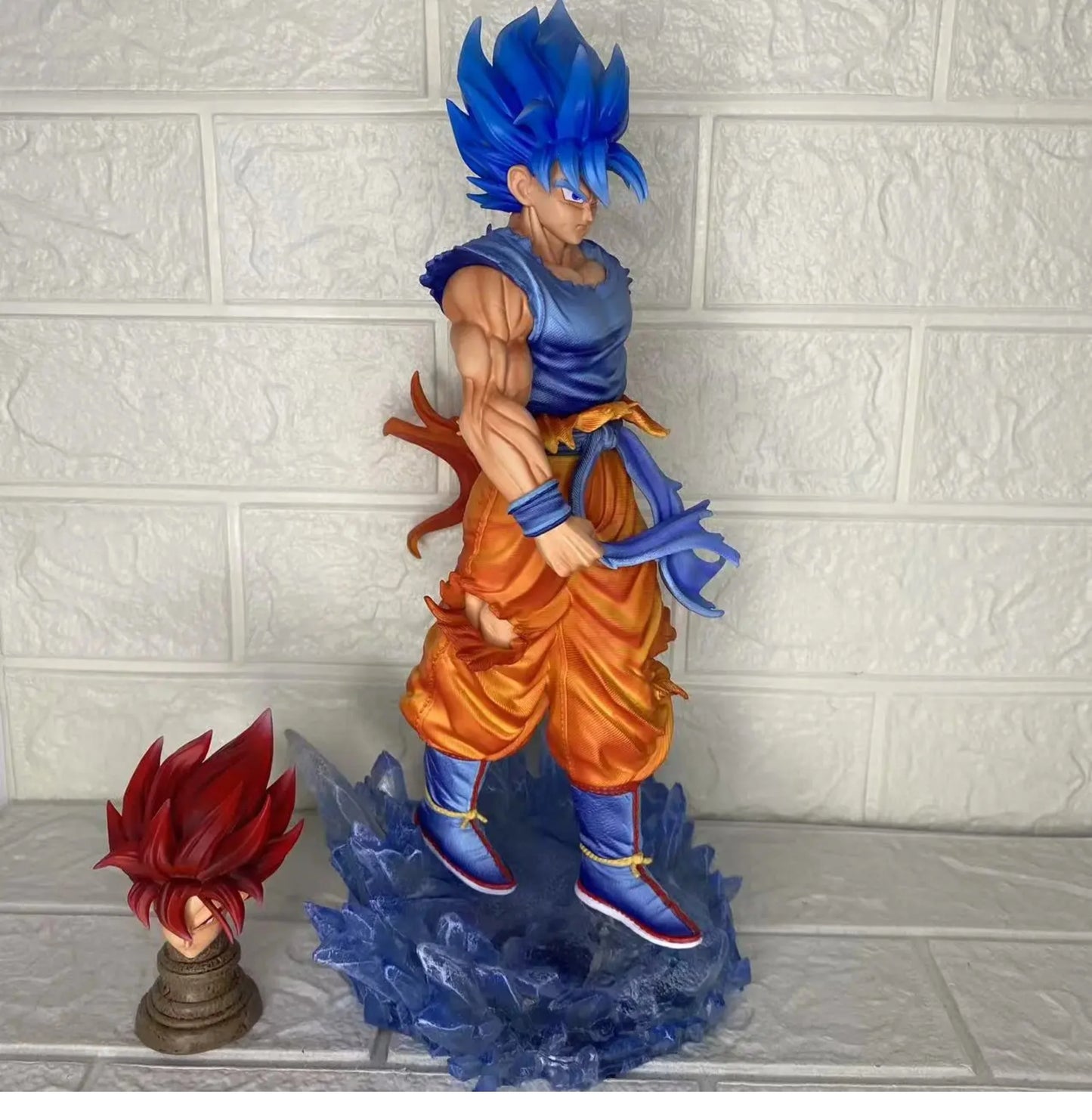 Jt Goku Statue Dragon Ball Z Super Saiyan Goku Figure Replace Head Led Base  Model Toy Gifts Luminous Statue Anime Toy Ornament