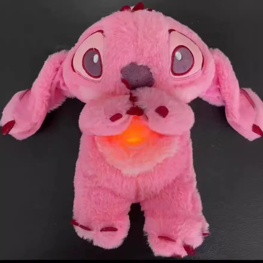 New Lilo&Stitch Plush Doll Breath Child Peluche Kawaii Soothes Toy Anime Baby Music Light Sleep Toys Pink Stitch Kid Gifts