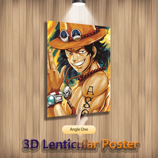 Anime One Piece 3D Lenticular Poster Ace Luffy Sabo Flip Gradient Print Gifts Room Decor Wall Art(Without Frame)
