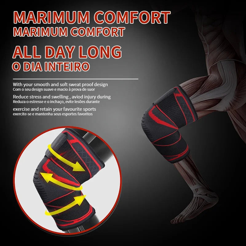 1pc Dual-Purpose Pressurized Knee Pad with Detachable Strap for Fitness Running and Pain Relief - black / L