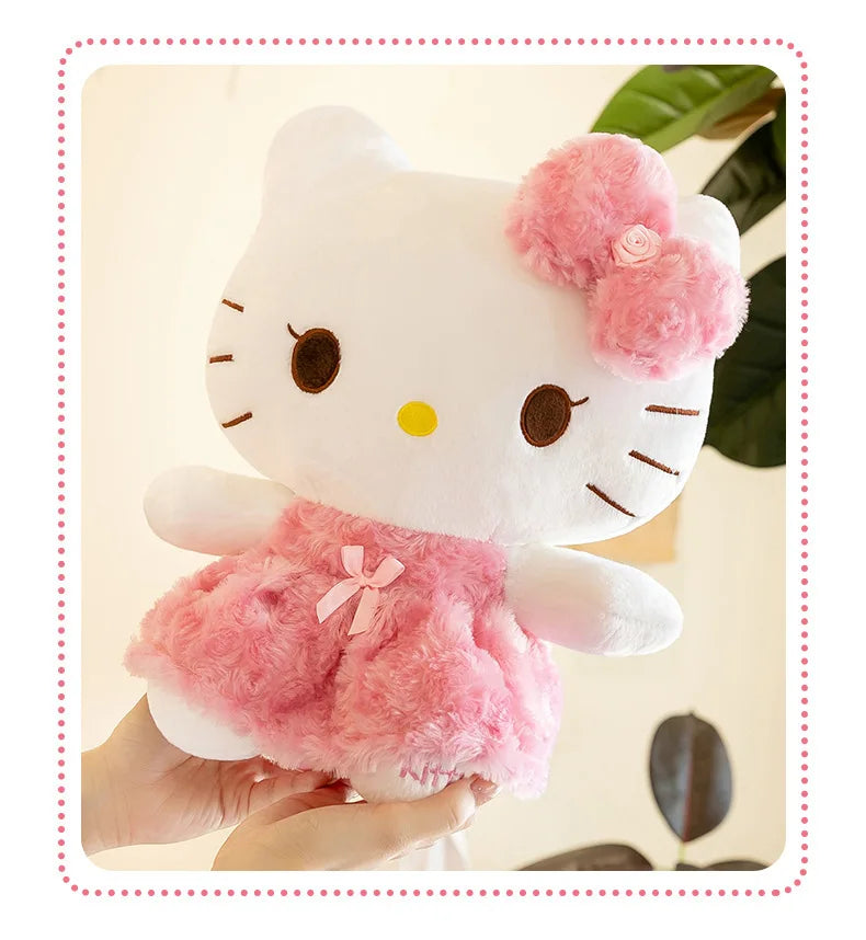 30cm/60cm Aoger Hello Kitty Kawaii Rose My Melody Cartoon Stuffed Animals Soft Plush Doll Companion Toy Children Birthday Gift