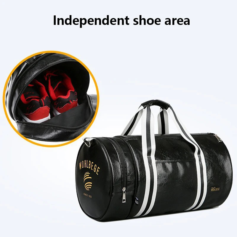 The Codex PU Leather Gym Bag Travel Tote Duffle for Men Sports Fitness Business Casual Weekend Outdoor Shoulder Handbag