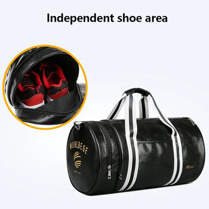 The Codex PU Leather Gym Bag Travel Tote Duffle for Men Sports Fitness Business Casual Weekend Outdoor Shoulder Handbag