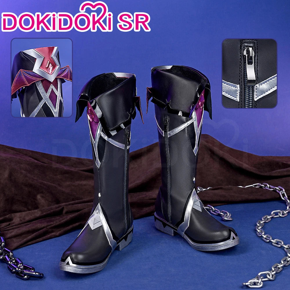 Flins Durin Cosplay Shoes Game Genshin Impact DokiDoki-SR Men Short Long Black Boots Kyryll Chudomirovich Halloween Cosplay
