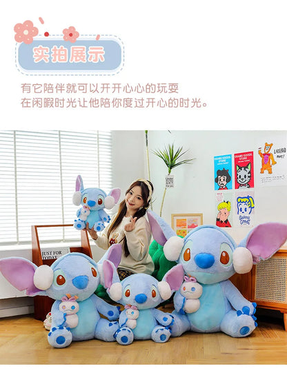 60/80/100cm Super Big Size Stitch Winter Disney Kawaii Anime Plush Stuffed Doll Cartoon Plushies Children's Pillow Holiday Gift