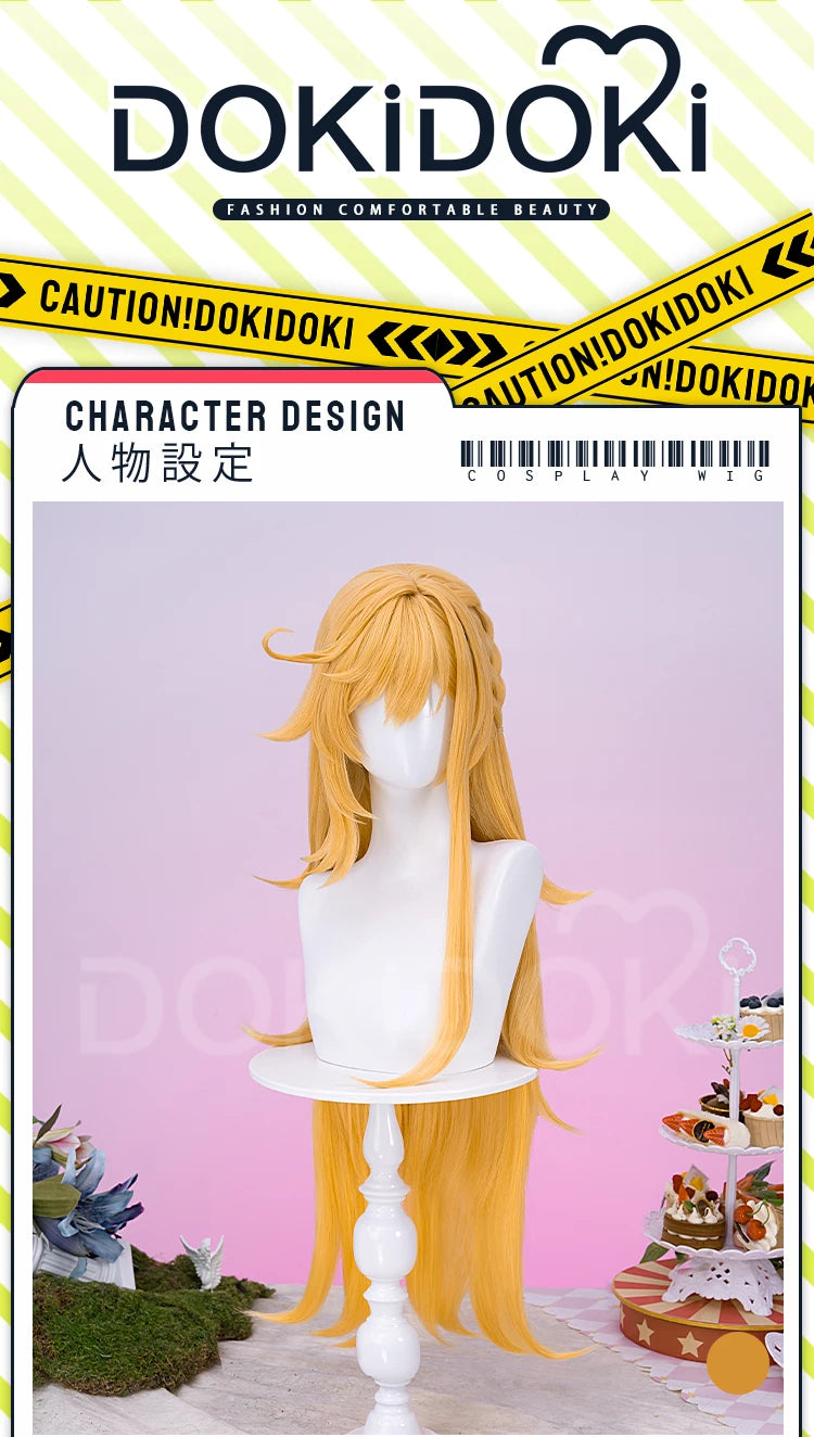 IN STOCK Escoffier Wig Game Genshin Impact DokiDoki Women Orange 80cm Long Hair Escoffier Cosplay Free Wig Cap