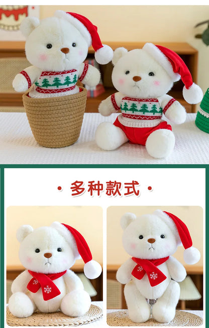 Plush Teddy Bear with Sweater Scarf for Kids Birthday Xmas Gift Cute Jointed Couple Bears Stuffed Animal Toy for Valentine