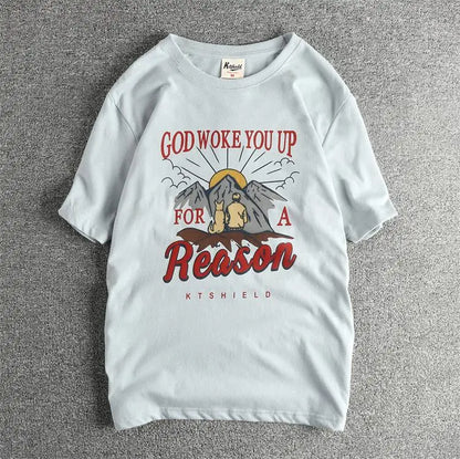 Summer New American Retro Short-sleeved O-neck Letter Printed T-shirt Men's Fashion Simple 100% Cotton Washed Casual Sport Tops