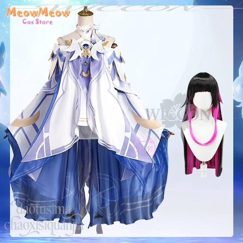 Genshin Impact Moon Goddess Columbina Cosplay Suit Polyester - suitwig / XS