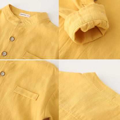 Baby Shirt Boy 100Cotton Long Sleeve Cute Kids Toddler Blouse Buttons 0 to 1 2 3 4 5 6Years White Blue Top Spring Autumn Clothes