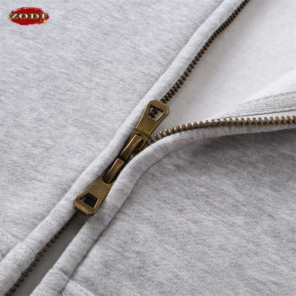 ZODF Trendy 2025 Winter Man Solid Fleece Boxy Hoodies Unisex 350gsm Double Head Zipper Hooded Sweatshirts Coat HY1122