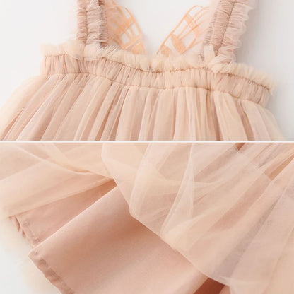 Baby Girl Dress Newborn 3 to 6 9 12 18 Months Wedding Party Kids Tulle Dress Suspender Dress Butterfly Wing Dress Summer Clothes