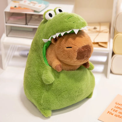 Cute Stuffed Capybara Plush Toy Holding Boba Tea Flower Capybara Plushies Cosplay Bread Dino Avocado Lovely Teddy Girl Gift