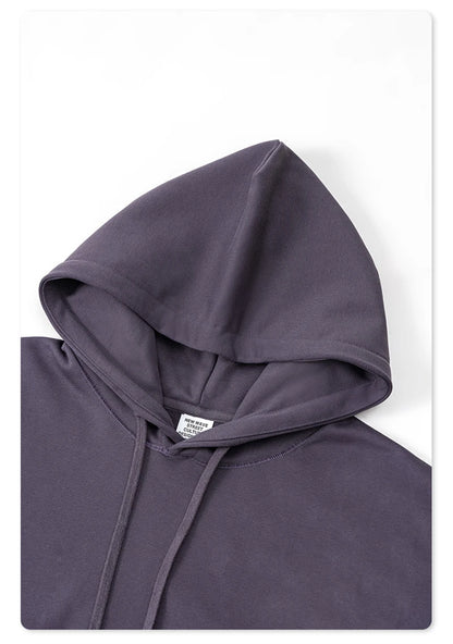 ZODF New Autumn Winter Solid Heavy Weight Hoodies For Men Unisex Basic Loose 440gsm Knitted Hooded Pullovers HY0886