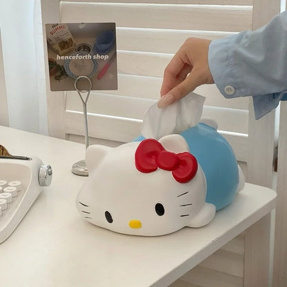 New Sanrio Hello Kitty Tissue Box Cute Party Paper Drawing Box Creative Design Napkin Storage Box