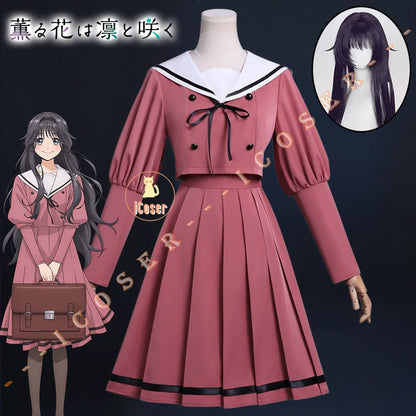 iCoser Kaoruko Waguri Cosplay Costume Wig Dress School Uniform Anime The Fragrant Flower Blooms with Dignity Halloween for Women