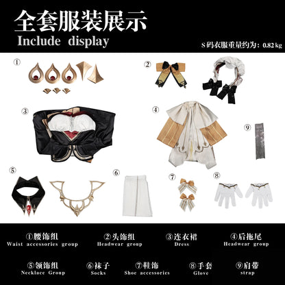 Genshin Impact Sandrone Cosplay Costume Wig Marionette Dress Uniform Eleven Fatui Harbingers Halloween Party Women Girls Props