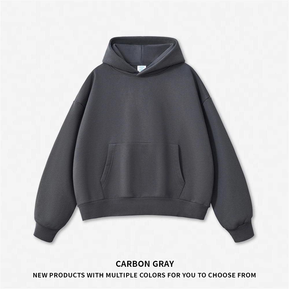 ZODF Fashion Winter Men 500gsm Fleece Hoodies Unisex Loose Fit Heavy Weight Thick Warm Hooded Pullovers Coats Streetwears HY0045