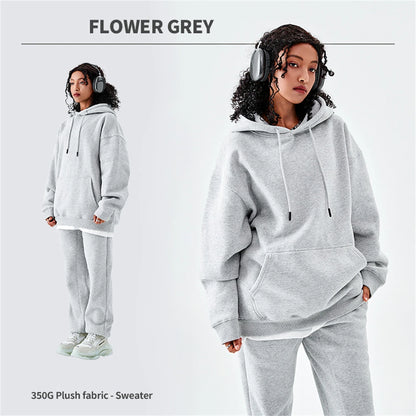 ZODF Casual Winter Men 350gsm Fleece Hoodie Unisex Loose Warm Solid Hooded Sweatshirt Pullover 18 Colors HY0728