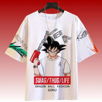 New Football Jerseys Japanese Anime Bandai Dragon Ball Goku Saiyan T-shirt Sporty Street Loose for Men and Children Christmas
