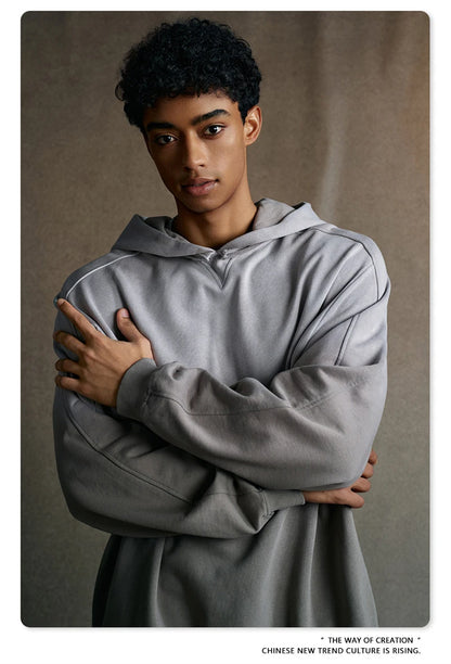 ZODF Retro Winter 370gsm Monkey Washed Hoodies For Man Unisex Oversized Off Shoulder 100% Cotton Hooded Coats Pullovers HY1136