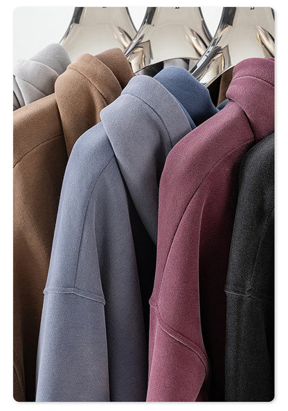 ZODF Autumn Winter Monkey Washed Fleece Hoodies For Men Unisex Basic 360gsm Warm Knitted Hooded Pullovers Coats HY0903