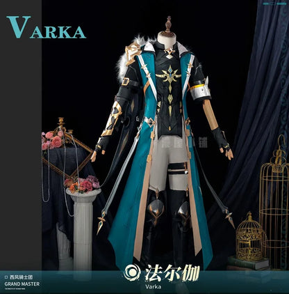 Genshin Impact Varka Cosplay Costume Wig Uniform Knights of Favonius Mondstadt Halloween Party Women Men Girls Role Play Props
