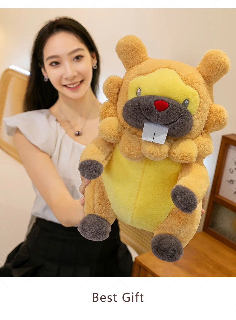 35/80cm Large Bidoof  Pokemon Plush Toys Anime Doll Cute Pillow Cartoon Giant Pokémon Plushie Stuffed Gift for Kids Christmas