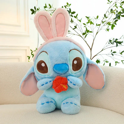 95cm Large Big Size Disney Stitch Angel Transformed Into A Rabbit Anime Plush Stuffed Doll Room Plushies Pillow Ornaments Gifts