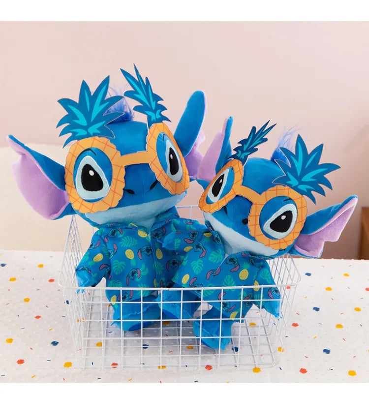 Disney Kawaii Plush Toy Stitch with Sunglasses Cute Pineapple Doll for Kids Birthday Xmas Gift Stuffy Animal Plushie Soft Toy