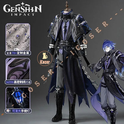 Genshin Impact Kyryll Chudomirovich Flins Cosplay Costume Wig Uniform Game Cos Outfit Halloween Party for Women Men Carnival Set