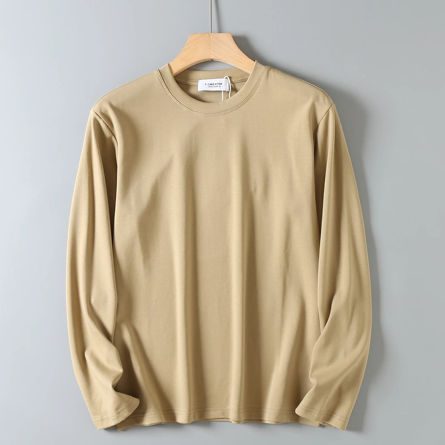 2025 Autumn New American Retro Long Sleeve O-neck Solid Color T-shirt Men's Fashion Simple 95% Cotton Washed Casual Sport Tops