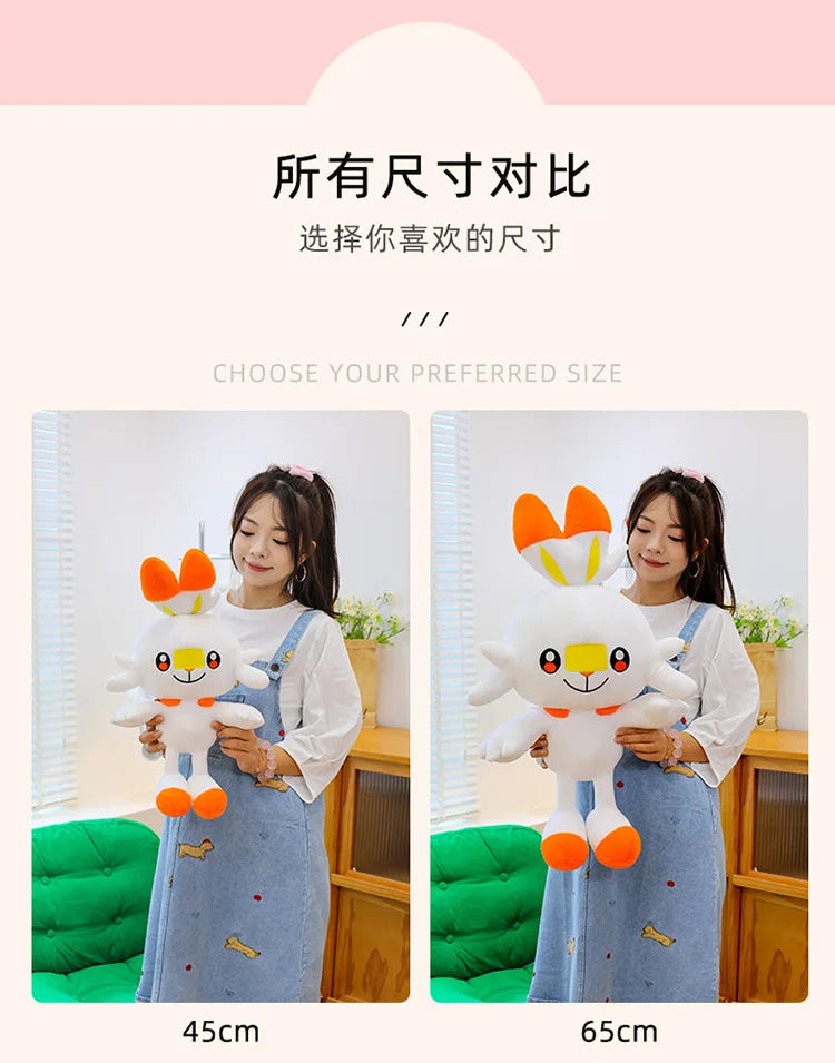50/70/90cm Big Size Pokemon Scorbunny Anime Plush Stuffed Doll Room Decoration Kawaii Plushies Pillow Ornaments Holiday Gifts