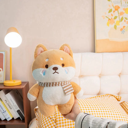 Kawaii Shiba Inu Plush Pillow Toy Soft Stuffed Dog Animal Cuddly Baby Doll for Girls Lovely Cartoon Gift Decor