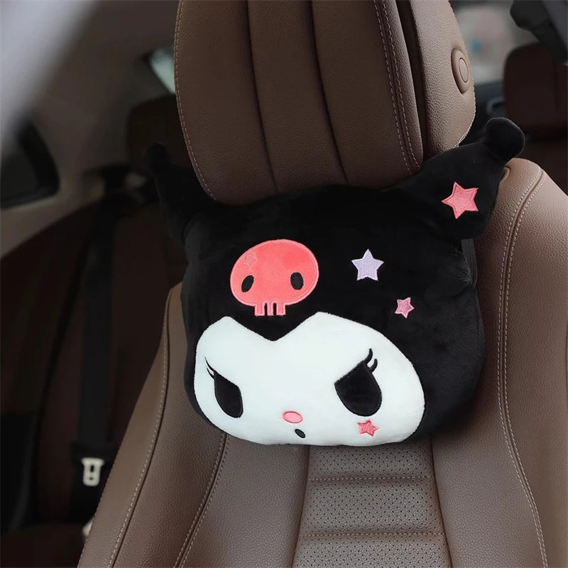 Kuromi My Melody Pillow Stuffed Anime Kuromi Car Headrest Safety Seat Belt Cover Cushion Cartoon Car Decoration Girl Gifts
