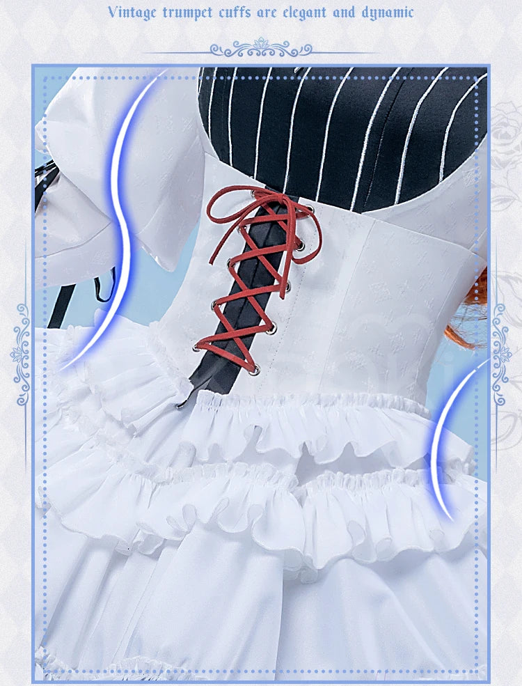 IN STOCK Asukaa Reii Cosplay Costume Anime DokiDoki-R Wome Black White Gothic Dress Asukaa Cosplay Halloween Costume