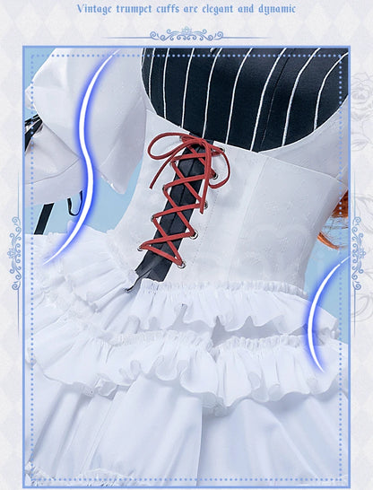 IN STOCK Asukaa Reii Cosplay Costume Anime DokiDoki-R Wome Black White Gothic Dress Asukaa Cosplay Halloween Costume