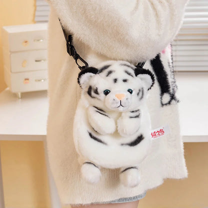 20-25cm Emulational Tiger Plushies Mother and Baby Tiger Plush Toy Panda Soft Bag Hand Puppet Children Girl Gift