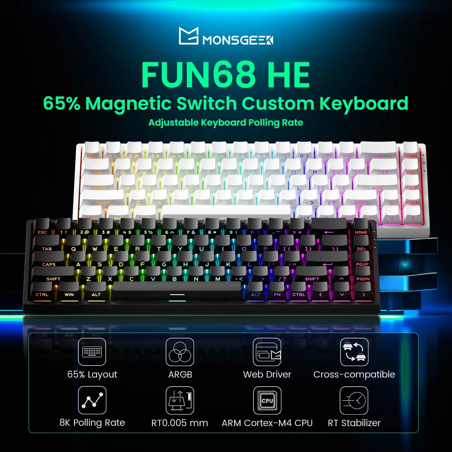 Akko MonsGeek FUN68 & FUN60 PRO&MAX HE Magnetic 60% 65% Gaming Keyboards Rapid Trigger 8K Custom Keyboard for Esports