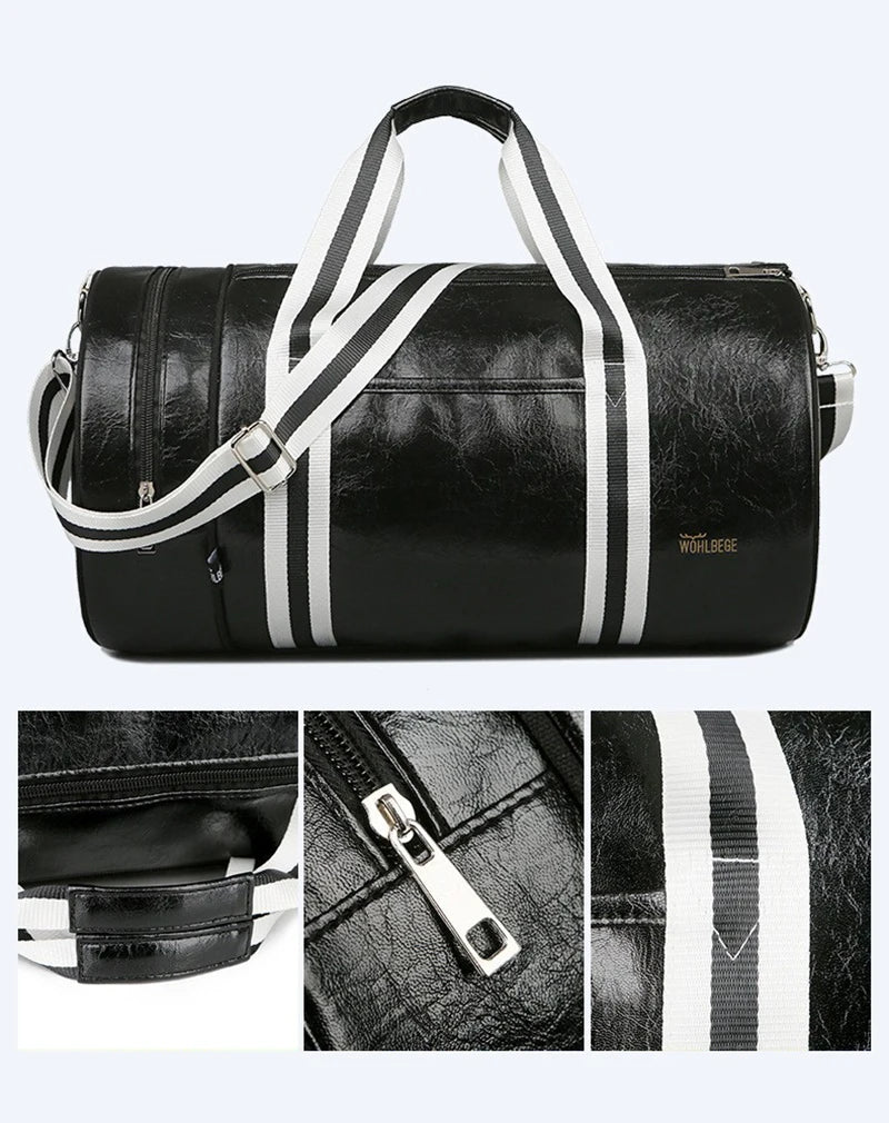 The Codex PU Leather Gym Bag Travel Tote Duffle for Men Sports Fitness Business Casual Weekend Outdoor Shoulder Handbag