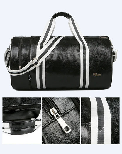 The Codex PU Leather Gym Bag Travel Tote Duffle for Men Sports Fitness Business Casual Weekend Outdoor Shoulder Handbag