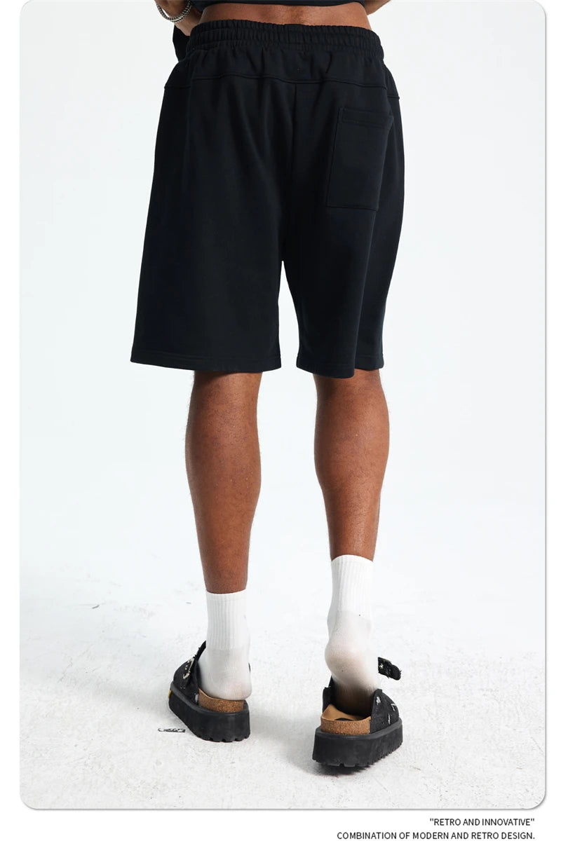 ZODF Trendy 2025 Men Summer Patchwork 345gsm Shorts Unisex Casual High Street Loose Fit Sport Solid Shorts Streetwears HY1053