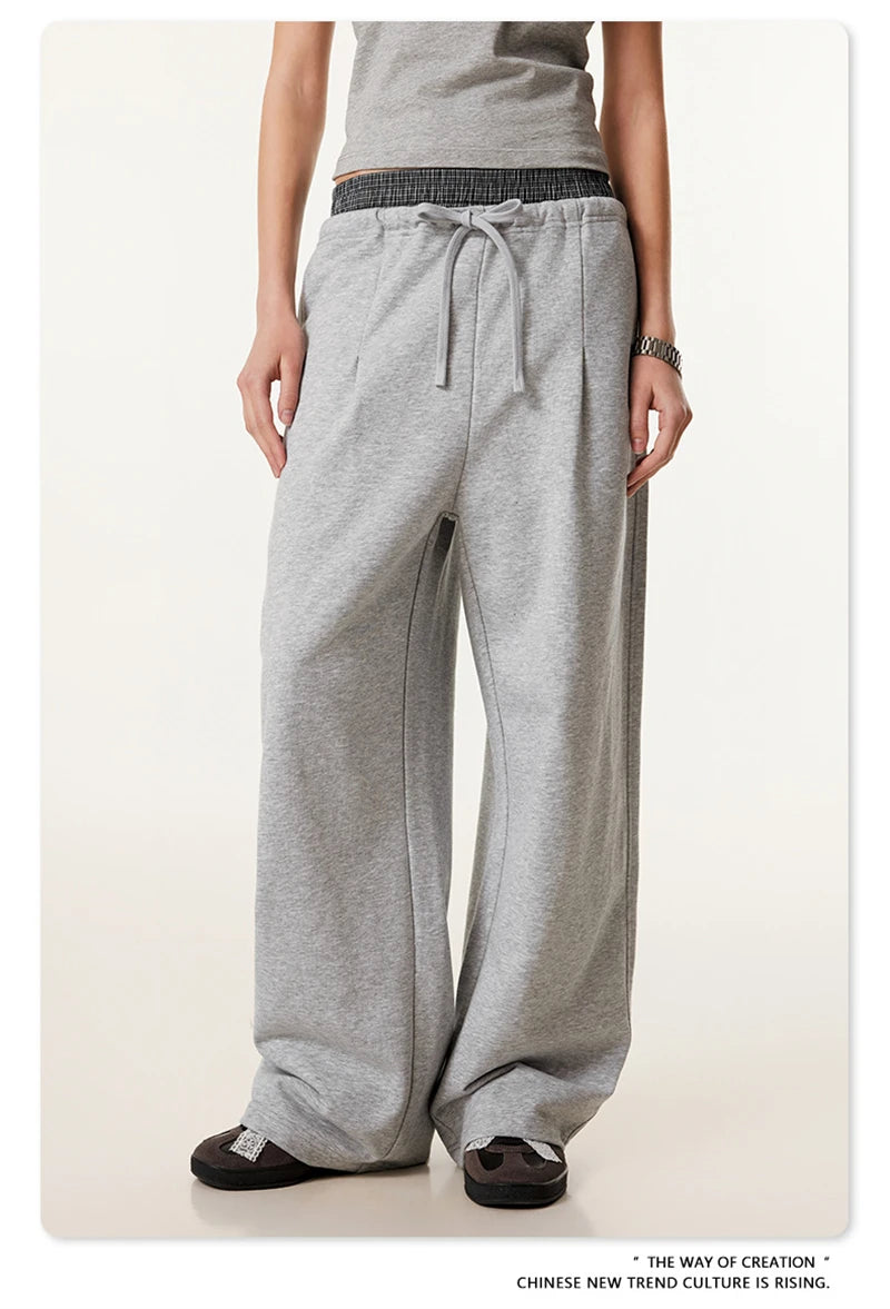 ZODF New 2025 Spring Men 280gsm Straight Pants Unisex Casual High Street Double Waist Sport Trousers Brand Streetwear HY1004