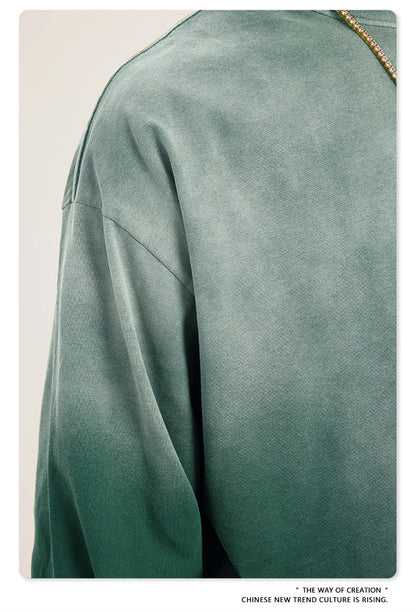 ZODF Retro Monkey Washed 260gsm Cotton T-Shirt For Men Unisex High Street Loose Full Sleeve T Shirt Brand Streetwear HY0406