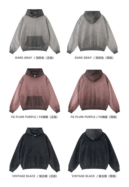 ZODF American Retro Washed Cotton Hoodie For Men Unisex Autumn High Street Oversized Knitted 380gsm Hooded Pullovers Coat HY0913